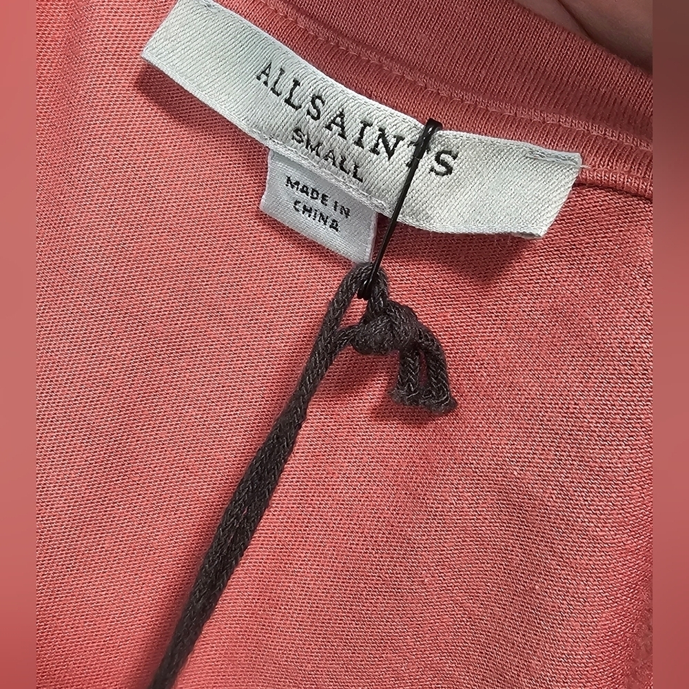 AllSaints Women’s Coni Tank Top S Pink Shoulder Pad Crewneck Sleeveless Shirt - Picture 9 of 14